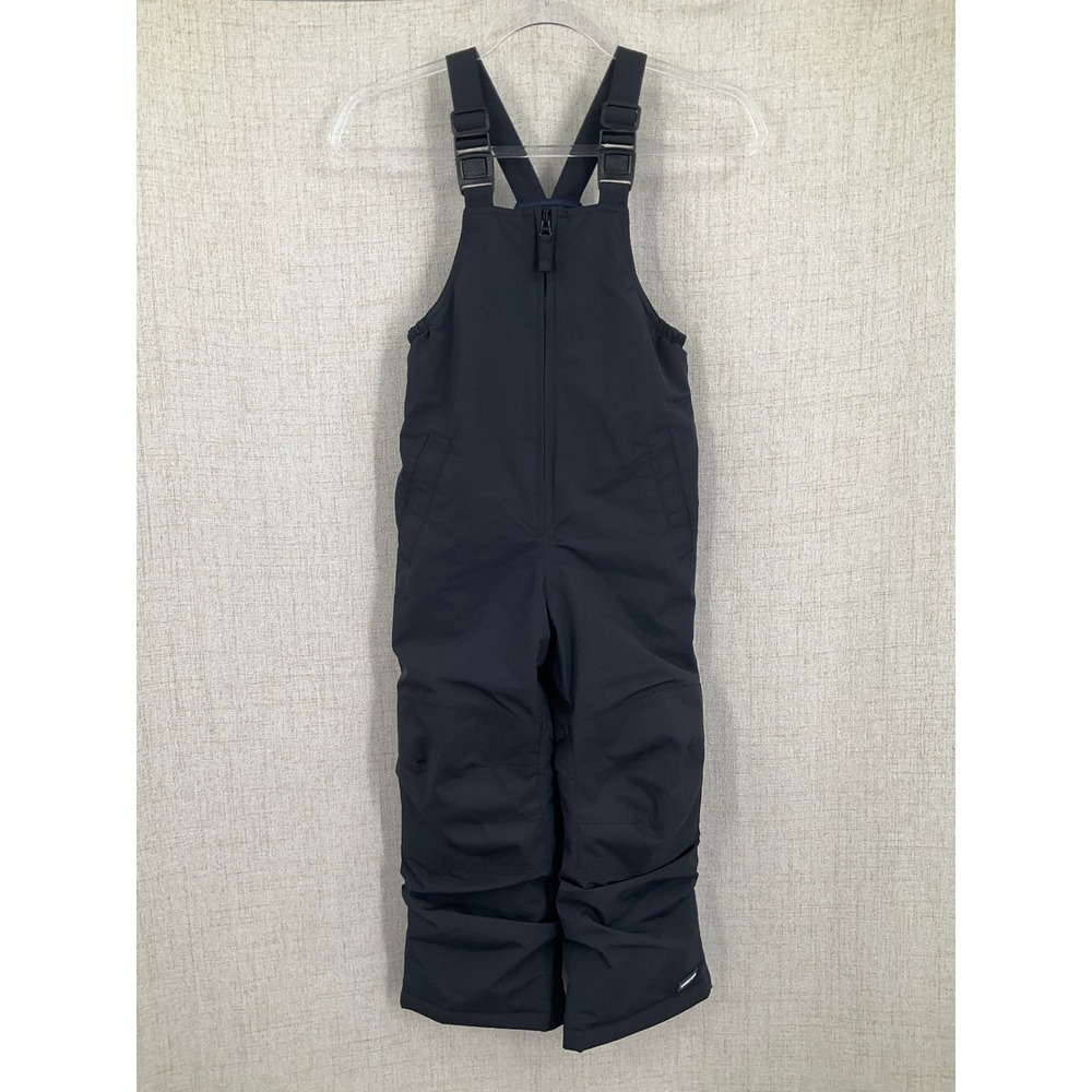 Lands End Snow Bibs Kids 5 Black Nylon Insulated Grow-A-Longs Winter Pants